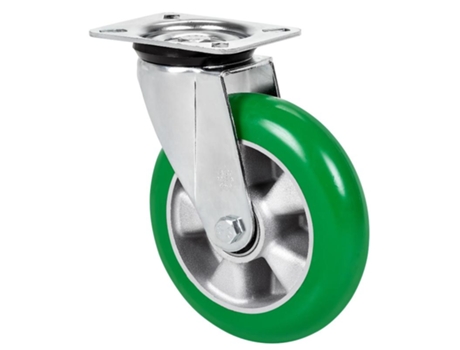 Rueda giratora placa 4mm 10zvr160-auagb aluminio-poliur.verde bolas balona ALEX