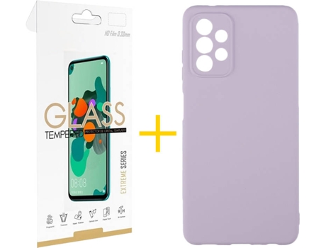 Kit Funda + Protector de Pantalla Samsung A32 5G SKYHE Cristal Templado 4683 Morado