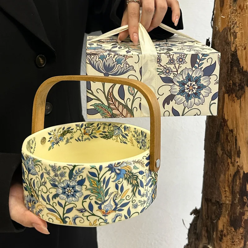 (caja De Regalo Amarilla) Cesta De Frutas De Cerámica, Estilo Retro, Hermoso Frutero De Cocina