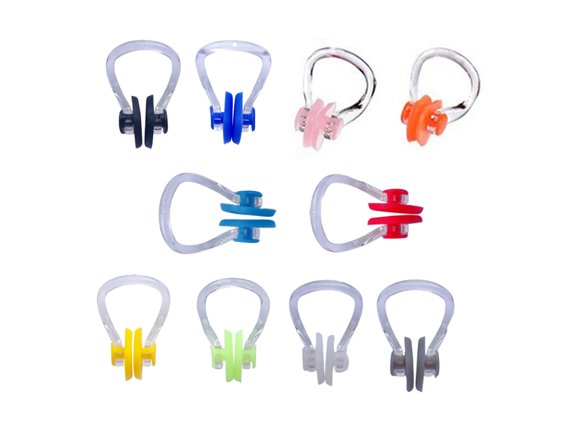 Paquete de 10 pinzas nasales de silicona impermeables para nadar, para niños y adultos, multicolor