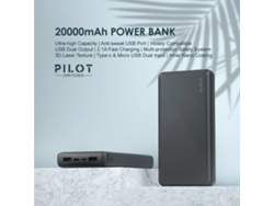 Batería Portátil (20000mah De Alta Capacidad, Carga Rápida 2.1a) Opb-p206dn Negro