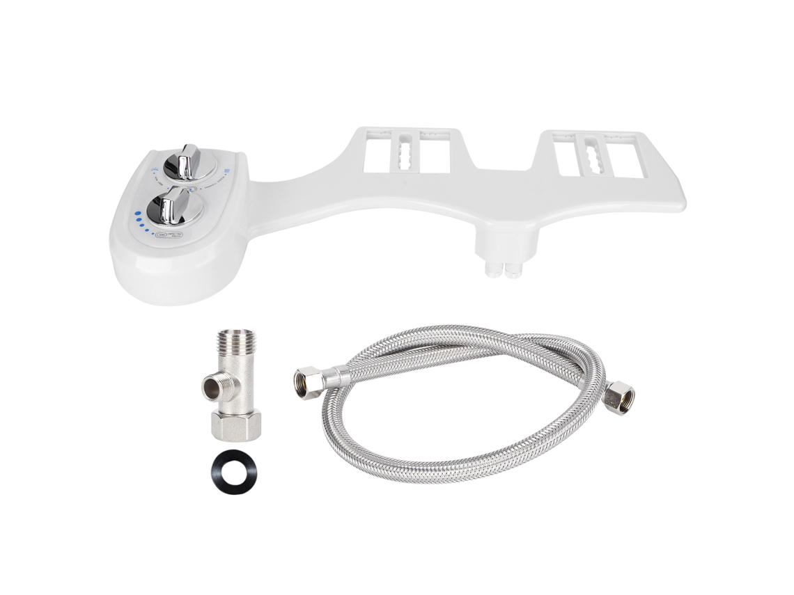 Accesorio De Bidé Para Inodoro Con Doble Boquilla, Ajuste De Presión Y Autolimpieza, Blanco.