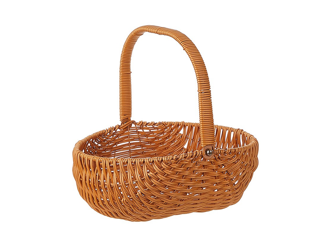 Cesta de flores de ratán natural para jardín y picnic