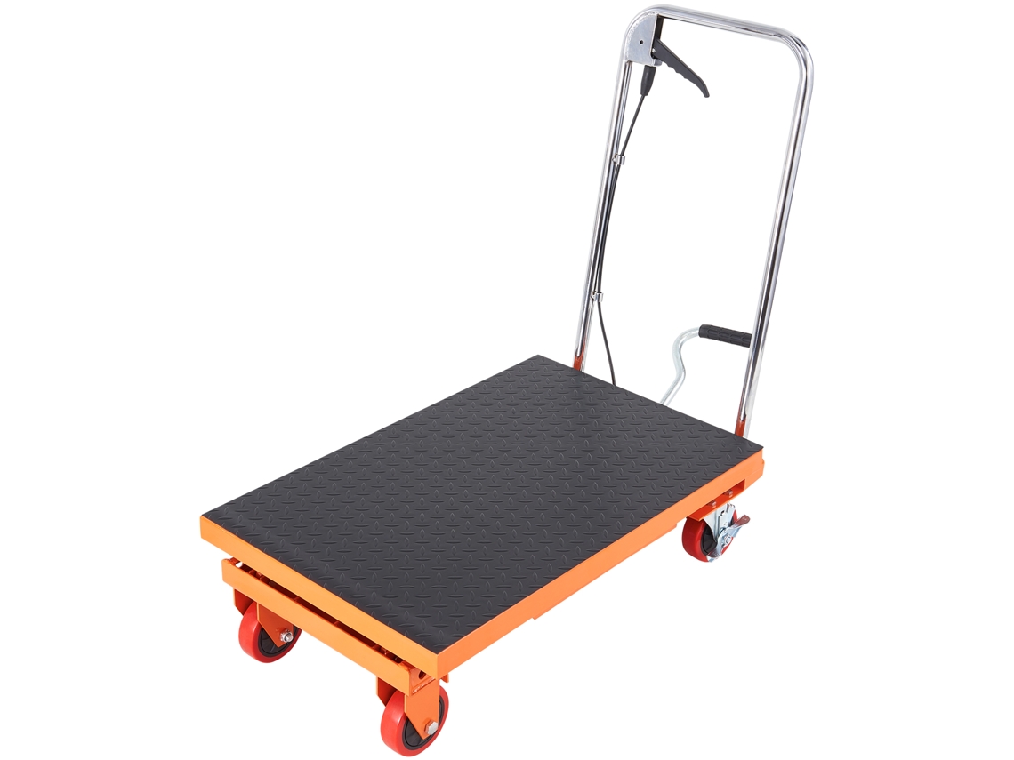Mesa elevadora hidráulica Succebuy, 227 kg, 28,5 pulgadas, naranja, manual, elevador de tijera simple