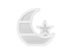 Molde de silicona Rebe-Resin para bandeja con forma de luna y estrella, ideal para crear joyeros caseros.
