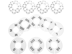 Juego 40 Separadores Redondos Plástico Blanco Percheros Anillos Tamaño Xxs Xxxl Estantes Armarios