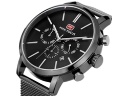 Reloj De Pulsera Quartz Para Hombres Mini Focus Redondo Multifuncional Negro Impermeable