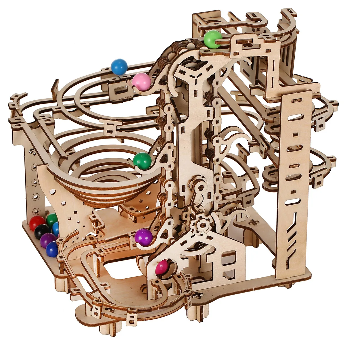 Conjunto De Modelos De Rompecabezas De Madera 3d, Que Se Pueden Ensamblar Para Formar Un Modelo De Pista De Pinball.
