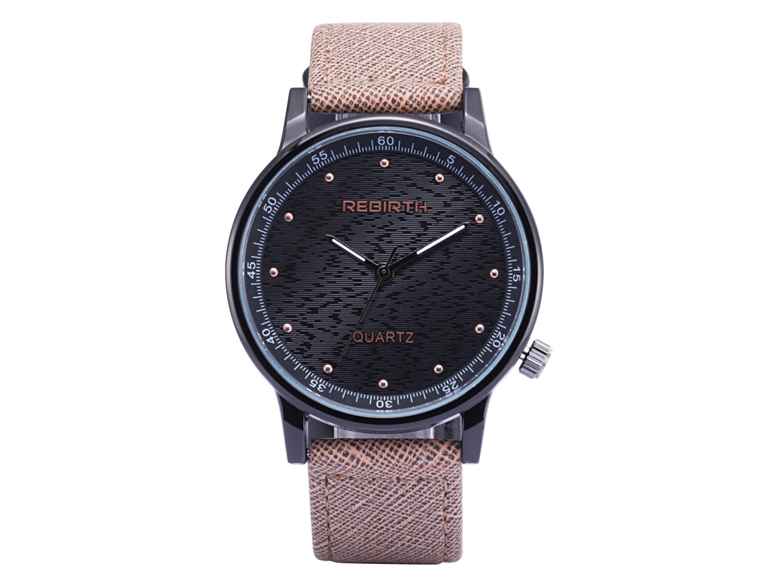 Reloj Analógico De Cuarzo Rebirth Con Correa Ajustable De Pu (caqui+negro)