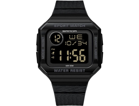 VEANXIN Relojes Reloj de pulsera con alarma impermeable y correa digital deportiva cuadrada-Negro