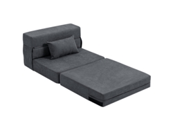 Sofá Cama/sillón 3 En 1 De Franela - Gris Oscuro