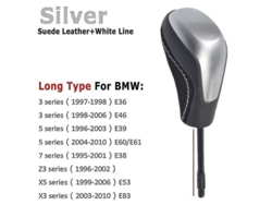 Pomo De Palanca De Cambios Automático Con Alcantara Para Bmw E39 E46 E53 E60 E61 E63 E64 E83 E81 E82 E87 E90 E91 E92 Plata-ante-largo