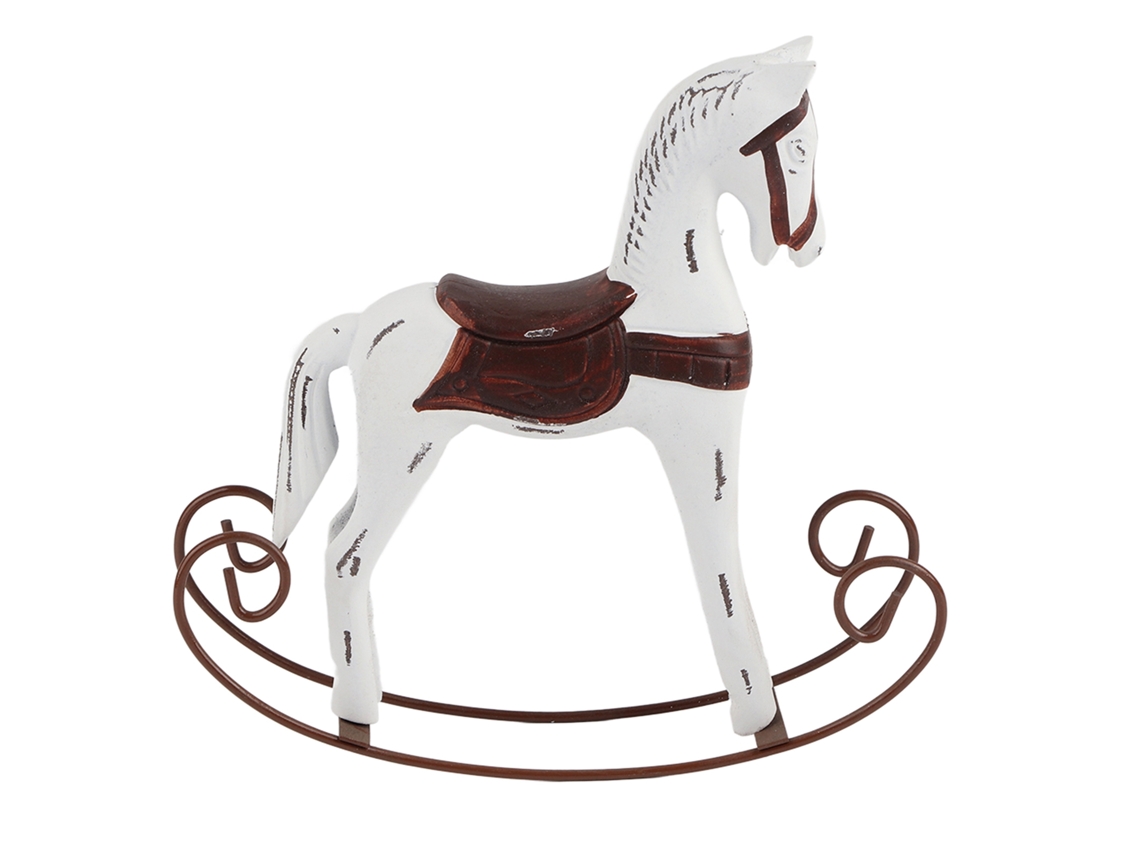 Cavalo de Balanço Madeira Mão Branco Brinquedo Infantil