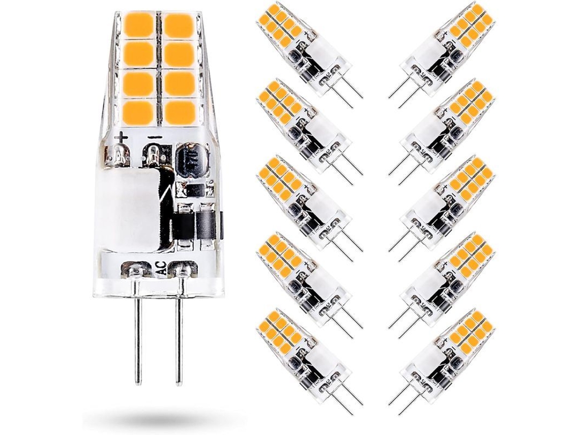 Bombilla Led G4 De 12 V, Luz Blanca Cálida De 3000 K, 3 W (equivalente A Una Halógena De 35 W), 300 Lúmenes, Paquete De 10 Unidades.