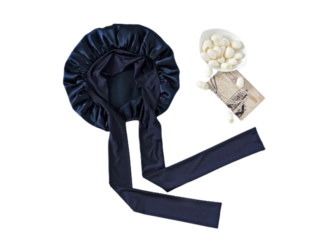 Gorro De Dormir De Seda 100% Navyblue