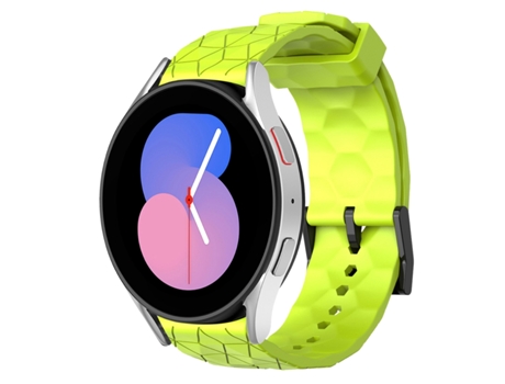 Correa de reloj inteligente para Samsung Galaxy Watch 5, 40 mm, 20 mm, patrón de fútbol, correa de silicona de color sólido (verde lima)