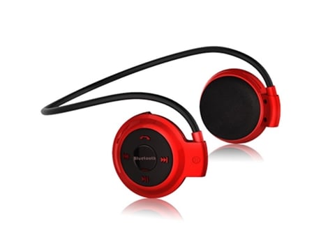 Auriculares Bluetooth Inalámbrico Fm Radio Música Estéreo Earpics Ranura para tarjeta Micro SD Rojo