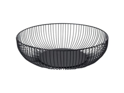 Cesta de frutas de hierro para mesa de cocina Decoración Moderna Redonda Negra 11 pulgadas