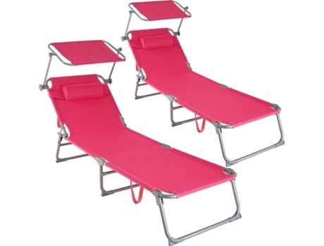 Conjunto de 2 Tumbonas TECTAKE Chloe (Rosa - Acero - 161x68x111 cm)