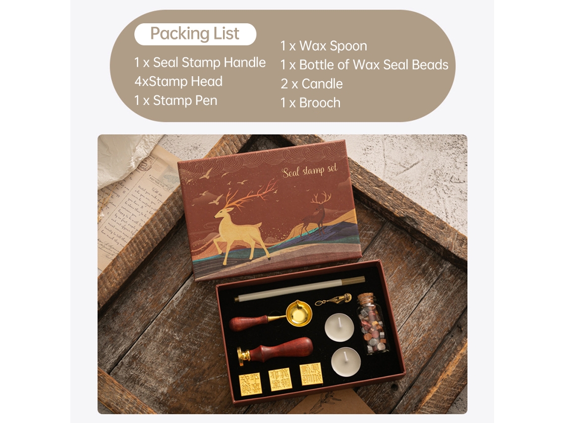 Kit De Sellos De Cera Con 6 Sellos Y Perlas De Cera Para Sobres, Invitaciones Y Manualidades.