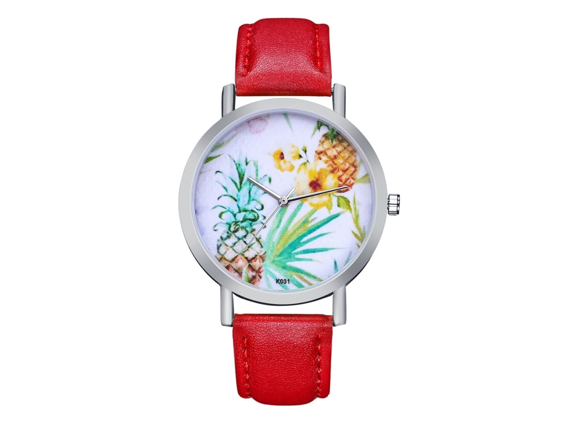 Reloj De Pulsera Casual De Moda Para Mujer Zhoulianfa Con Correa De Cuero Y Movimiento De Cuarzo Rojo.