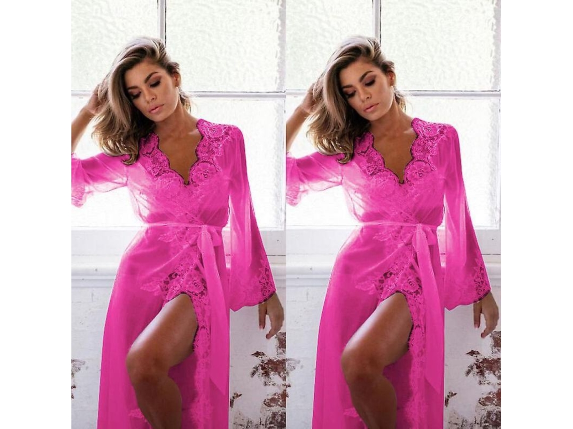 Lencería Sexy, Bragas Transparentes Para Mujer, Vestido Largo De Seda, Camisón, Kimono Ztd
