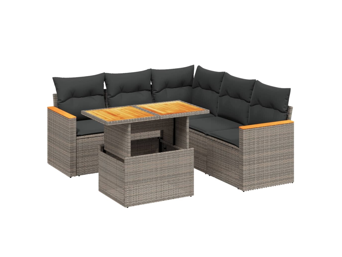 Maison Exclusive - Set De Muebles De Jardín 6 Pzas Y Cojines Ratán Sintético Gris