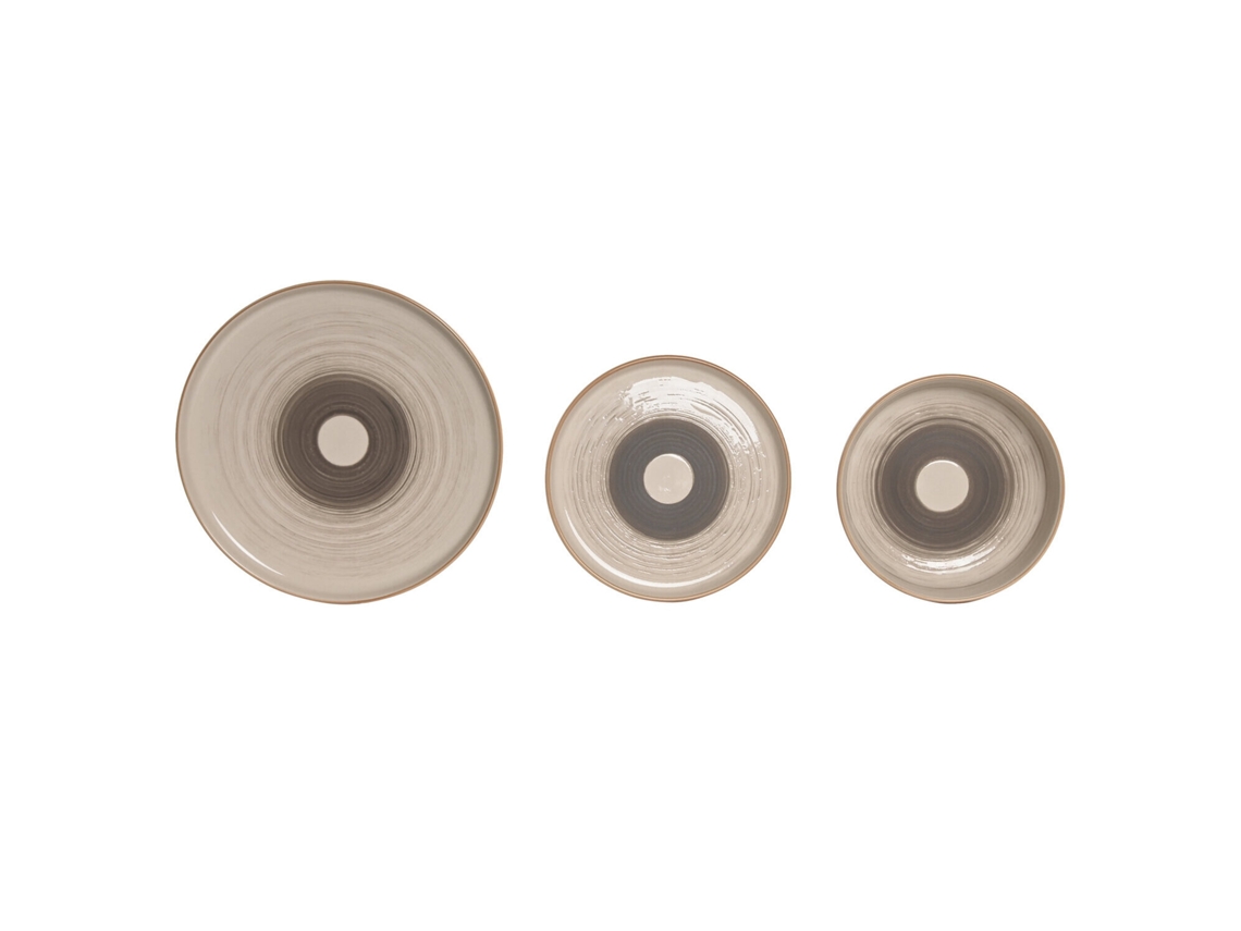 Set 18 Vajilla Gres Relieve Beige 27x27x2,8cm
