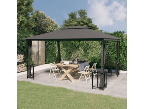 MAISON EXCLUSIVE Cenador con paredes laterales y techos dobles antracita 3x4 m