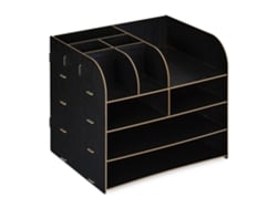 Organizador De Mesa Relaxdays Com Prateleira, 10 Compartimentos, Hbt: 27,5 X 32,5 X 25 Cm, Organizador Mdf, Preto