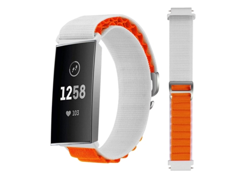 Correa Loop Alpine para Fitbit by Google Charge 3 Blanco y Naranja