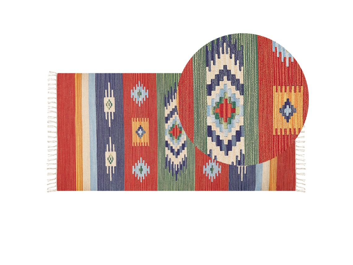 Alfombra de patrón geométrico BELIANI Kamaris de Algodón Multicolor 80x150