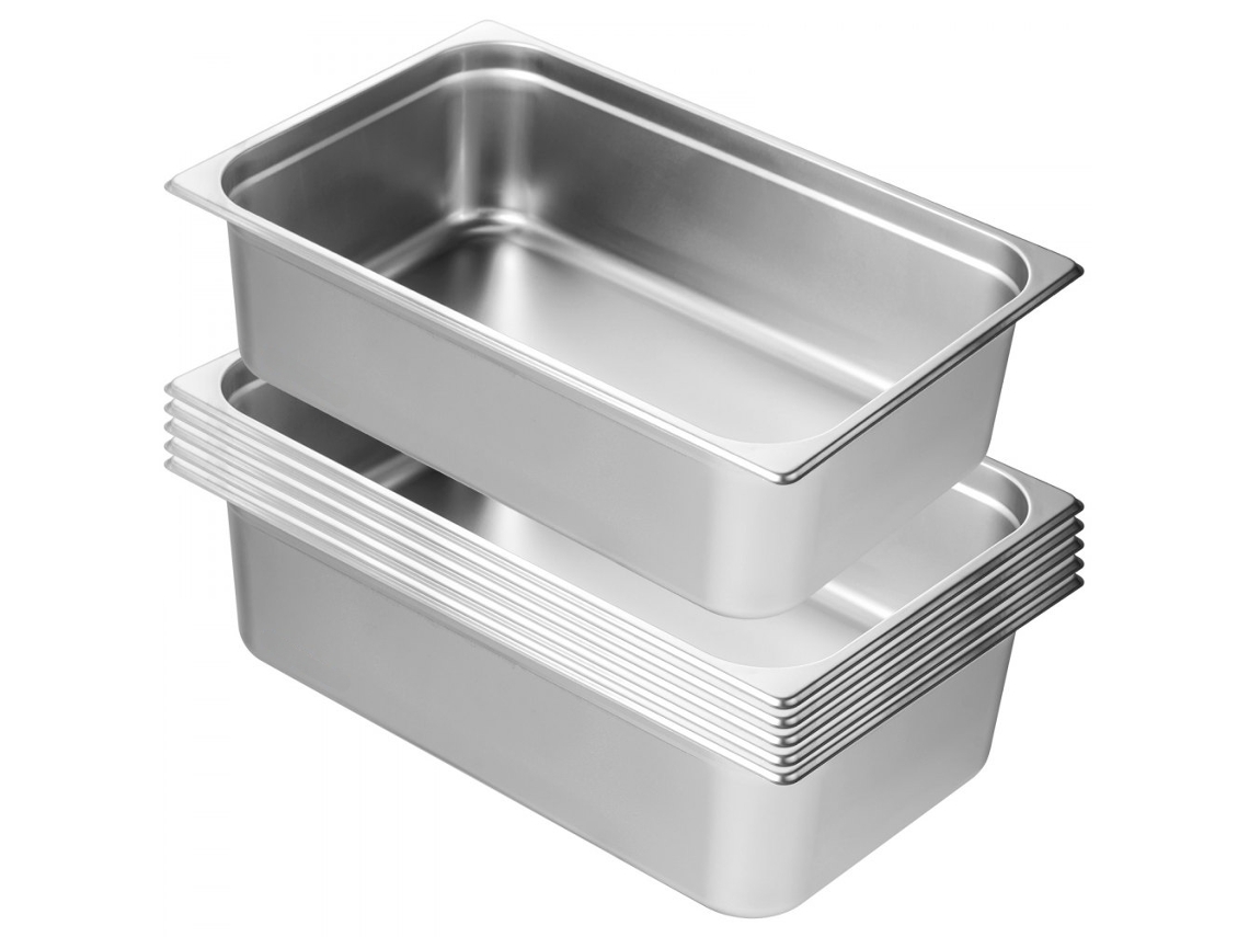 Juego de 6 recipientes GN 1/1 de acero inoxidable de 15 cm para cocina profesional Tekmaquinas