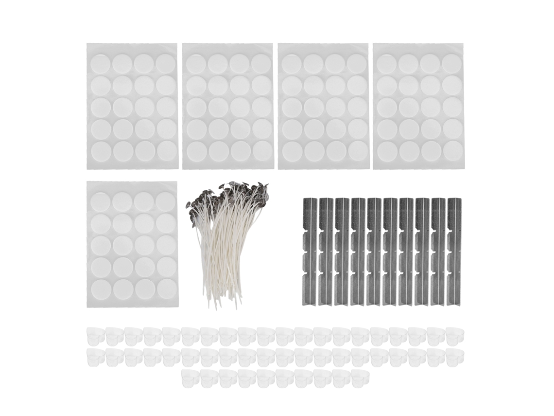 Kit Para Hacer Velas Caseras: 260 Mechas De Algodón De 15 Cm Con Soportes Y Pegatinas.
