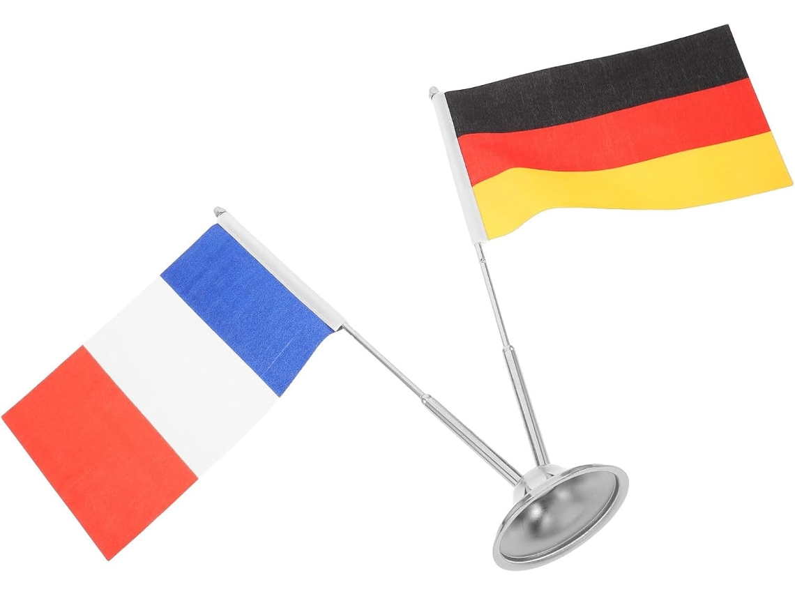 Besportble Juego De Banderas De Mesa De Francia Y Alemania En Poliéster Con Soporte De Acero Inoxidable Y R...
