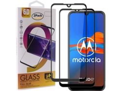 Protector Cristal Templado Motorola Moto E6 Plus HONGWE. Cobertura Completa Negro