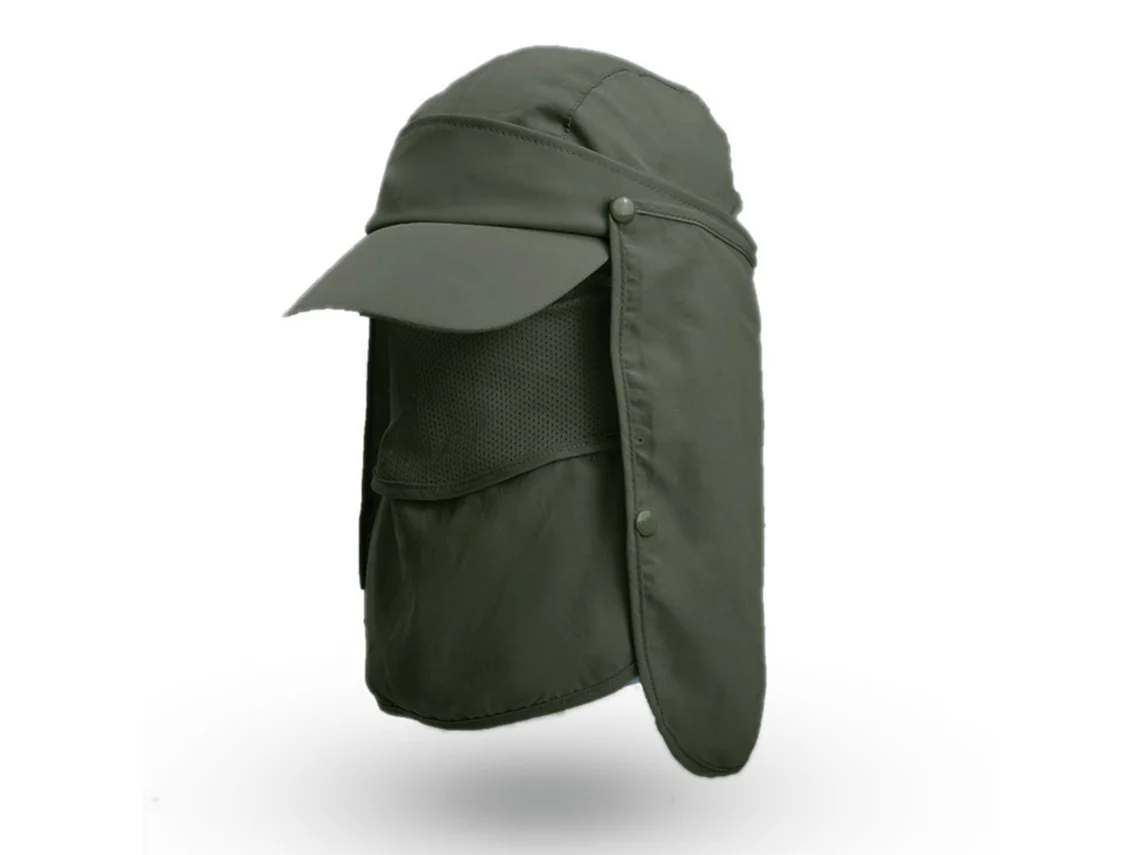Sombrero De Pesca Con Protector Facial Y De Cuello Extraíble, Protección Uv, Ideal Para Actividades Al Aire Libre En Verano, Unisex.