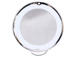 Espejo de maquillaje LED Baok con aumento de 10x, ventosa, plegable y portátil para viajes y uso doméstico.