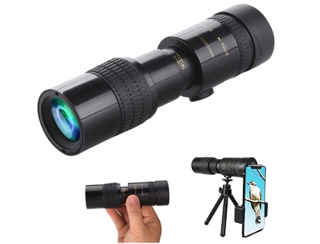 Telescopio super zoom 4K 10-300X40mm, visión nocturna, resistente a golpes/agua/neblina, con soporte - CHRONUS.