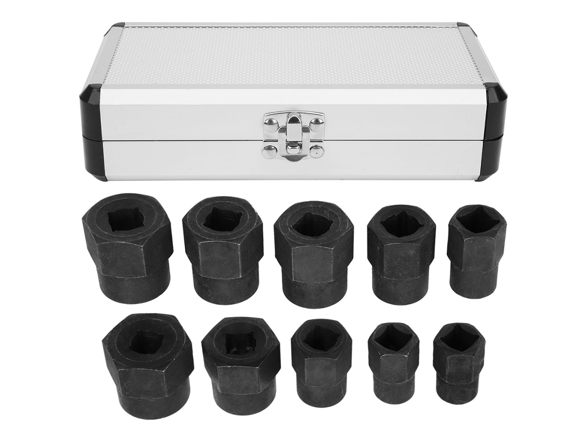 Juego De 10 Herramientas Para Extraer Tuercas Dañadas (9-19 Mm) Con Estuche De Aluminio.