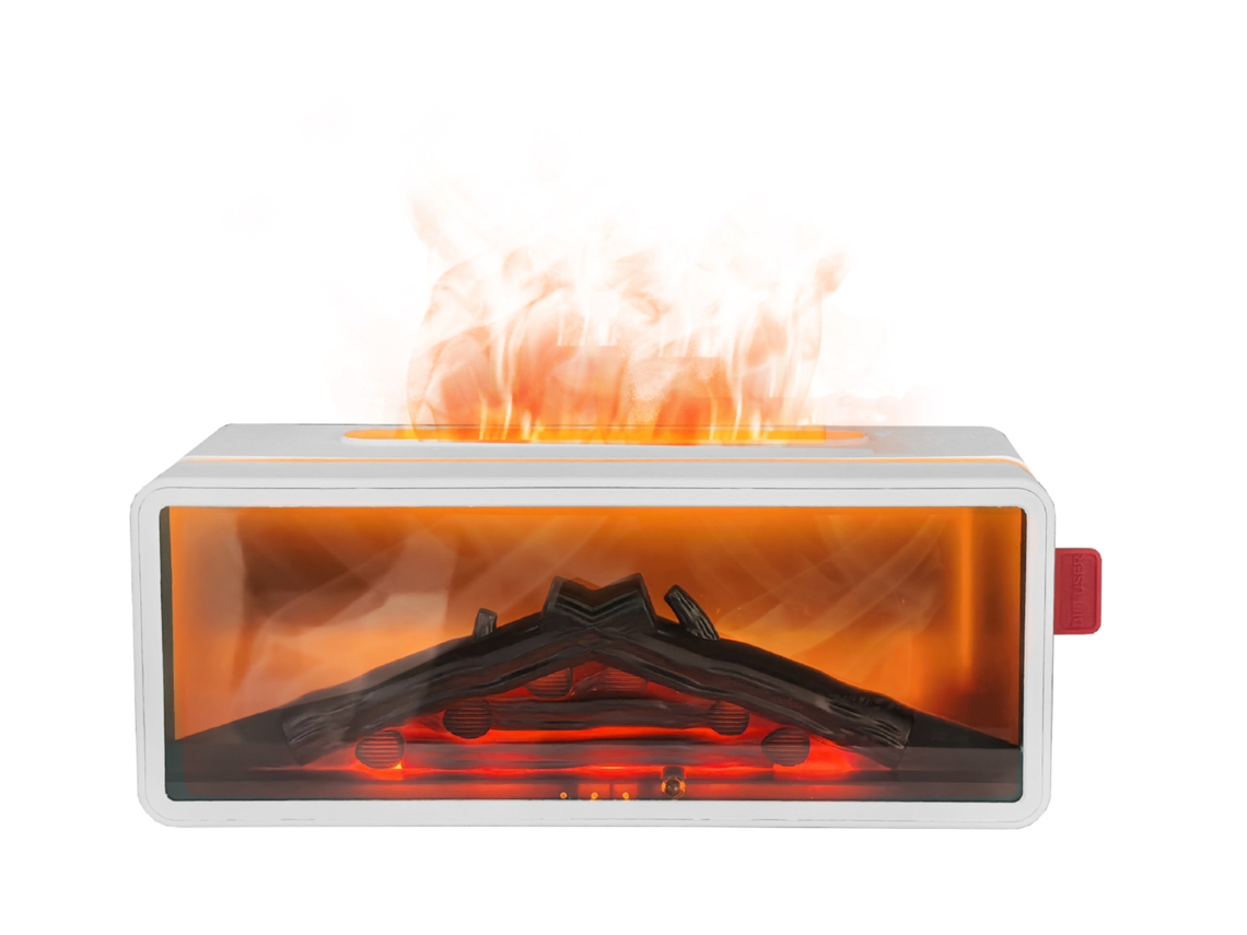 Humidificador de aromaterapia con simulación de llama de chimenea en 3D, control remoto para uso doméstico, luz ambiental y difusor retro. Mdug
