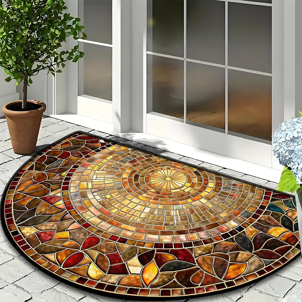 (40 Cm X 60 Cm) Alfombra De Entrada Antideslizante Semicircular, Felpudo De Bienvenida Arqueado