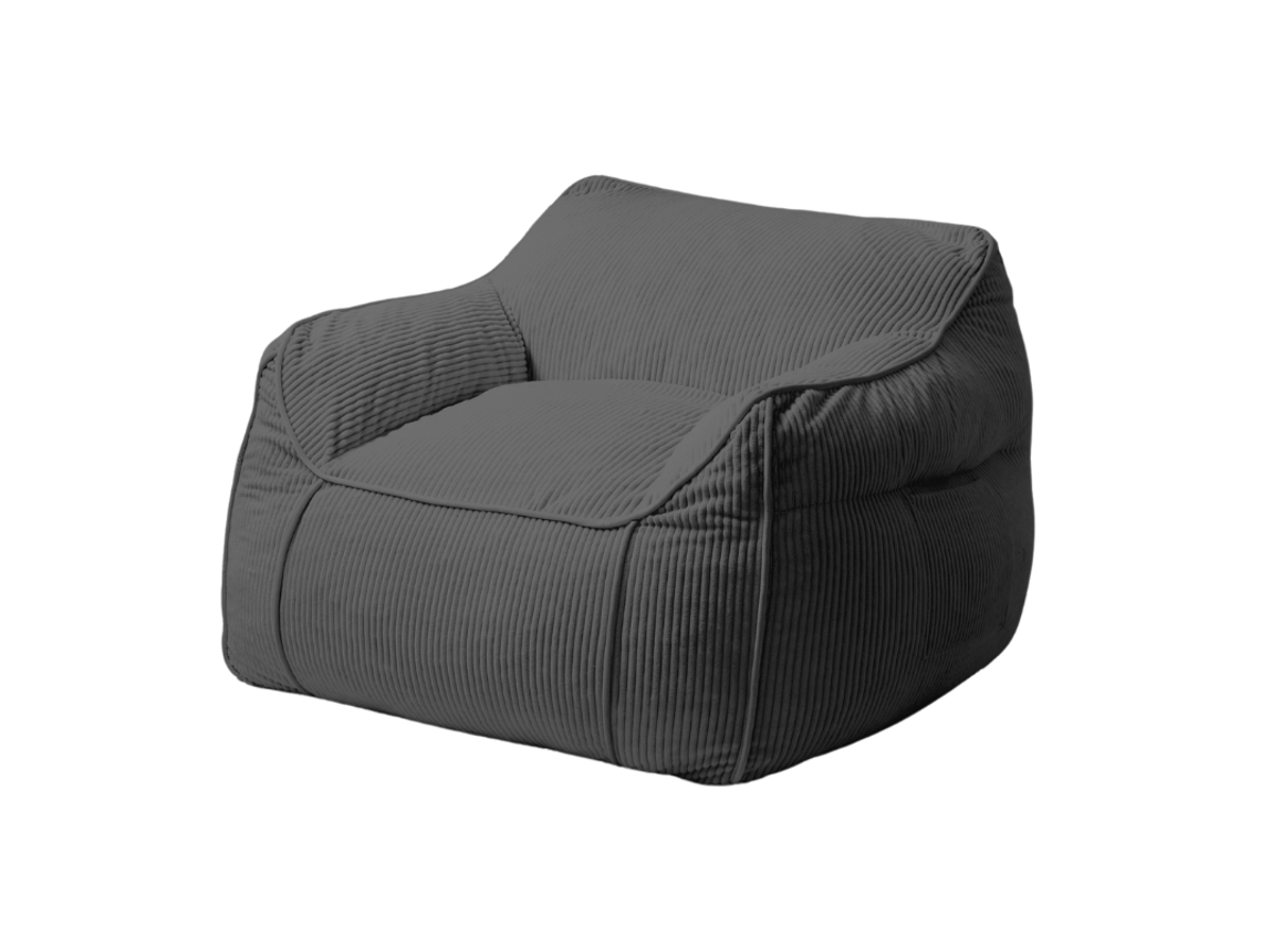 Sillón Puf de Terciopelo Cotelé Bananair 100x110 cm Gris Oscuro