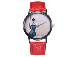 Reloj Hombre Ultra Delgado Analógico Simple De Cuarzo Con Correa De Pu (rojo)