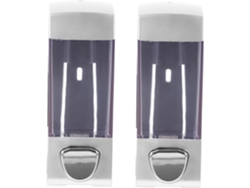 Dispensador de jabón líquido de 350 ml, en plástico plateado con sistema de presión, pack de 2. Por Gokoco