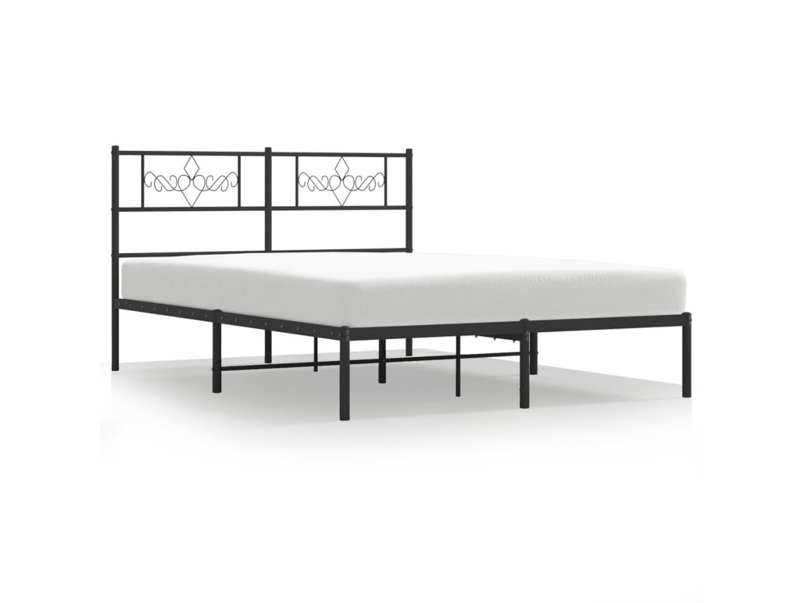 Maison Exclusive - Estructura Cama Sin Colchón Con Cabecero Metal Negro 160x200 Cm