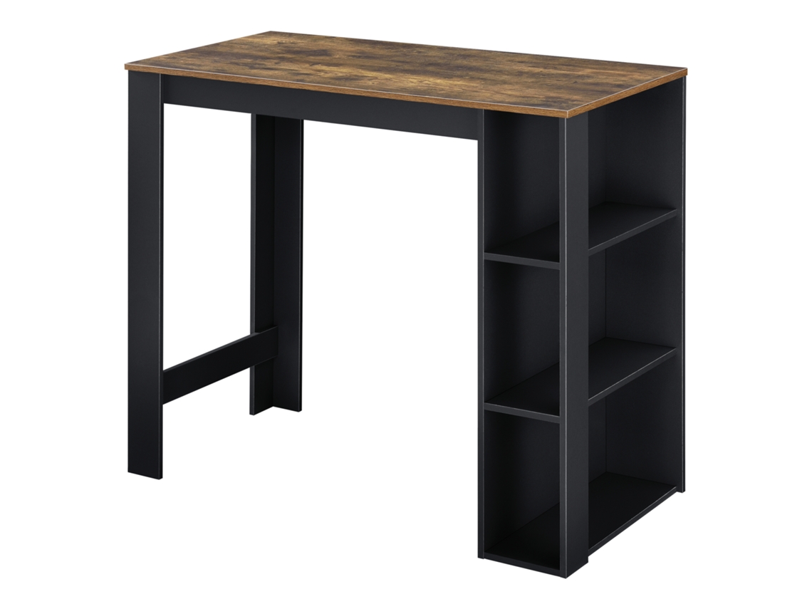 Mesa de Bar Danderyd con 3 estantes aglomerado 120x60x106 cm Negro / Roble oscuro [[EN.CASA]]