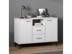 Aparador Con Patas Metal Oslo Madera Maciza Blanco 113x40x77 Cm