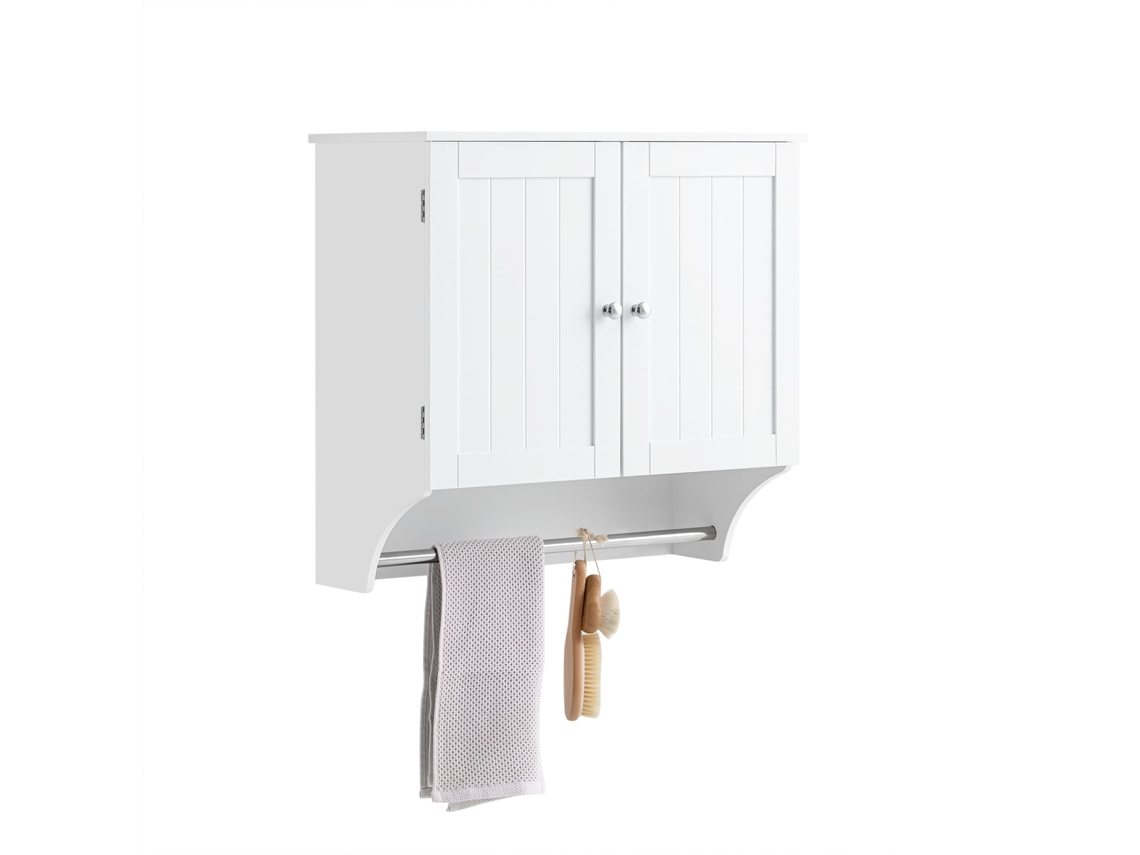 Mueble de Pared SoBuy BZR84-W con 2 Puertas 1 Toallero Blanco