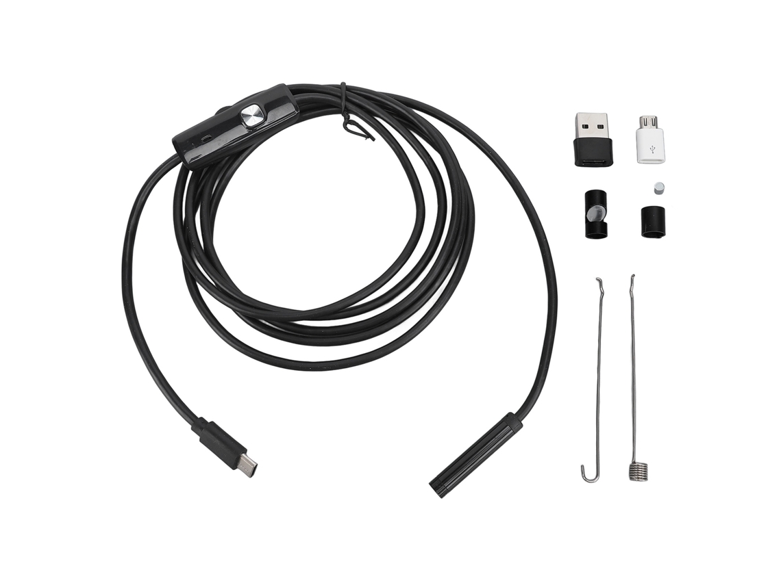Endoscópio Industrial Câmera Inspeção Com Cabo 2m Diâmetro 7mm Usb Type C Microusb Para Estruturas Mecânicas E Bloqueios De Tubulações